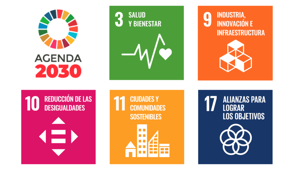 logos de agenda 2030 numeros 3, 9, 10, 11 y 17